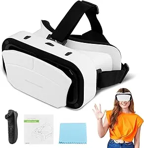 Virtual Reality Goggles, 3D VR Glasses Adjustable VR Virtual Reality Headset with Wide Angle Lens, Universal 3D VR Headset for Kids Adults, HD Goggles for Phone Movies Games